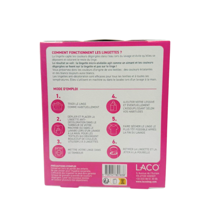 Lingettes anti-décoloration pour le linge - anti transfert
