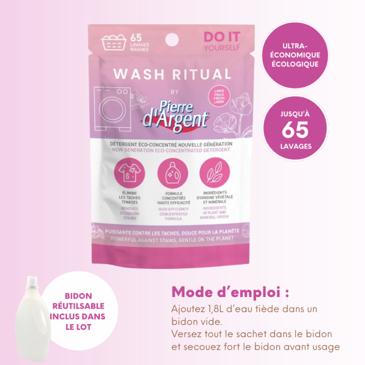 Lessive éco-concentrée 40g Wash Ritual – 65 lavages