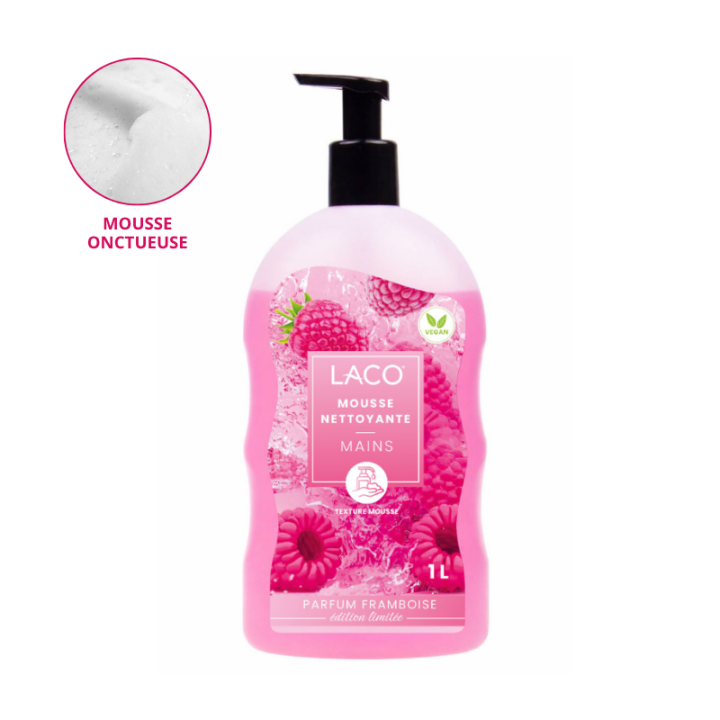 Savon mousse mains framboise LACO 1L – format XXL pH neutre