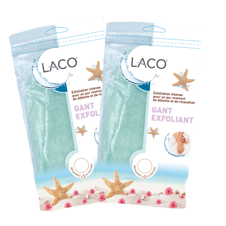 Lot de 2 gants exfoliants verts - exfoliation douce