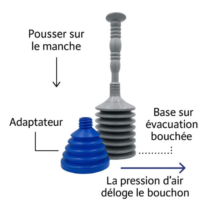 Déboucheur 2 en 1 pour canalisations : WC, douches, éviers
